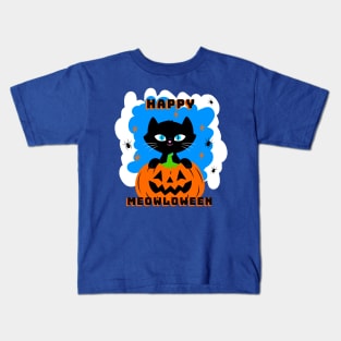 HAPPY Meowloween Black Cat Kids T-Shirt